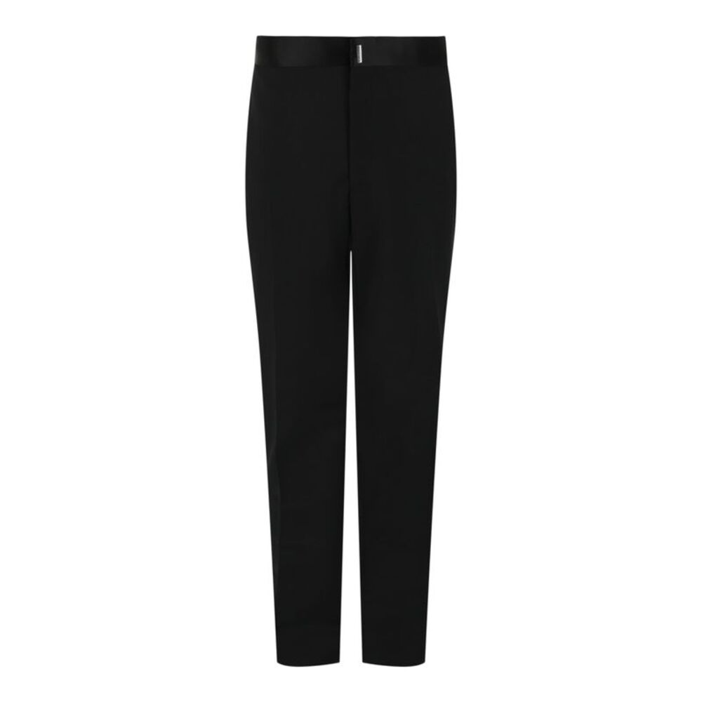 Givenchy Classic Fit Trousers With Satin Belt Black Mens
